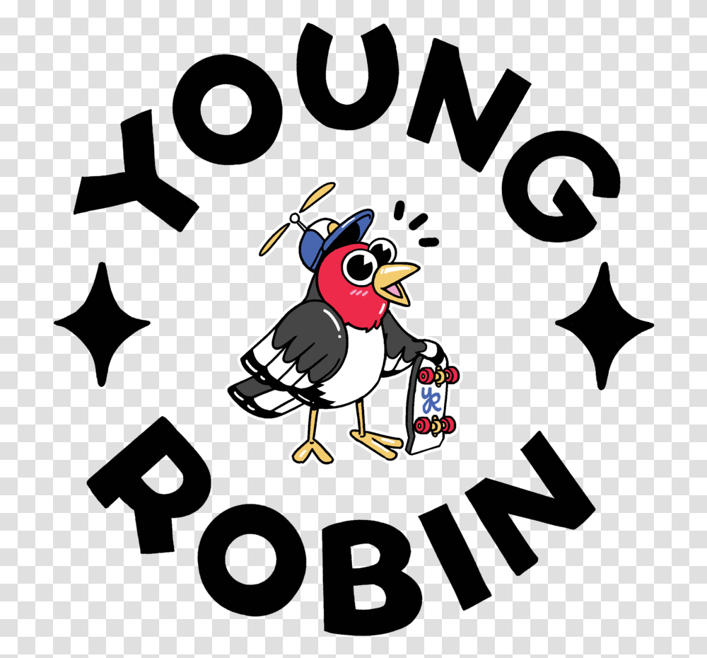 Young Robin Final Black Text Cartoon, Animal, Bird, Fowl, Poultry Transparent Png