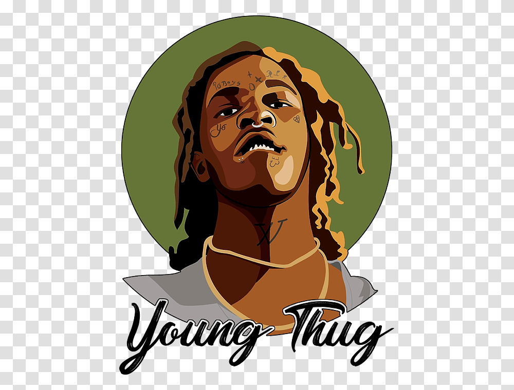 Young Thug Cartoon, Face, Person, Portrait, Photography Transparent Png