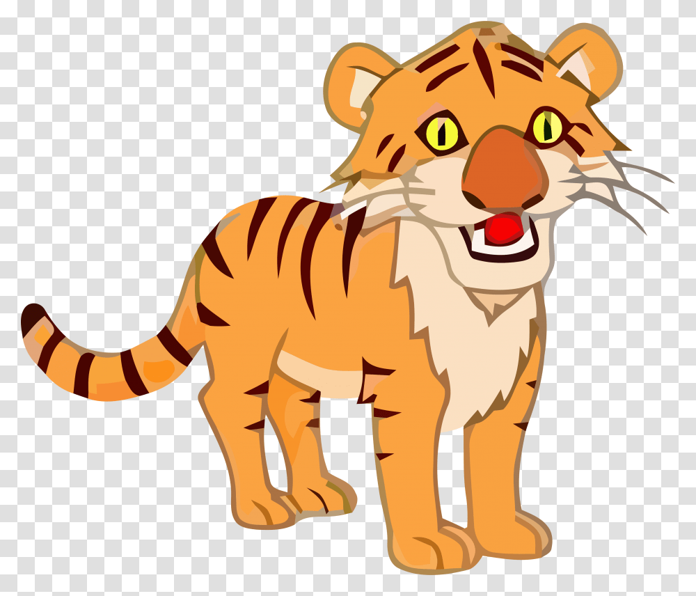 Young Tigger With Large Eyes Clipart Image Download, Label, Animal, Mammal Transparent Png
