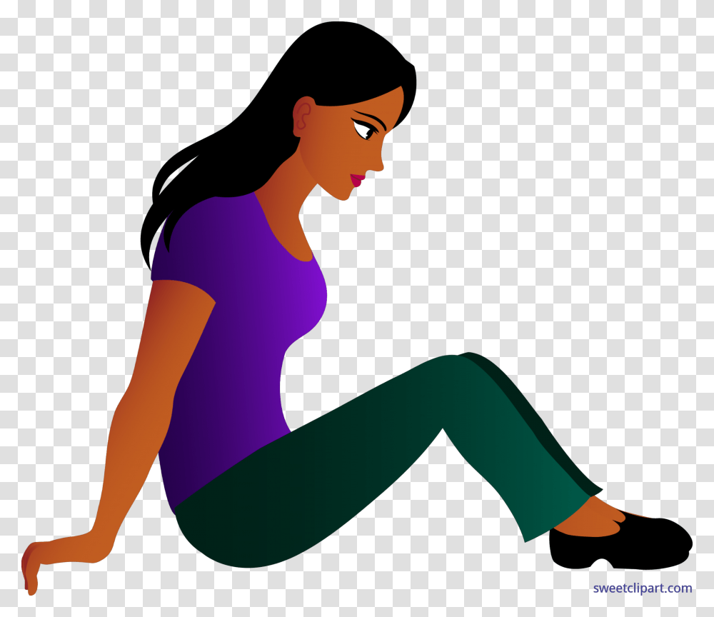 Young Woman Sitting Clip Art, Person, Human, Pants Transparent Png