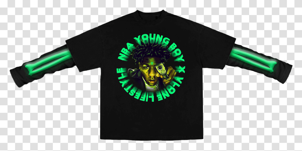 Youngboy Nba X Vlone Cross Roads Long Vlone Nba Youngboy Hoodie, Clothing, Apparel, T-Shirt, Sleeve Transparent Png