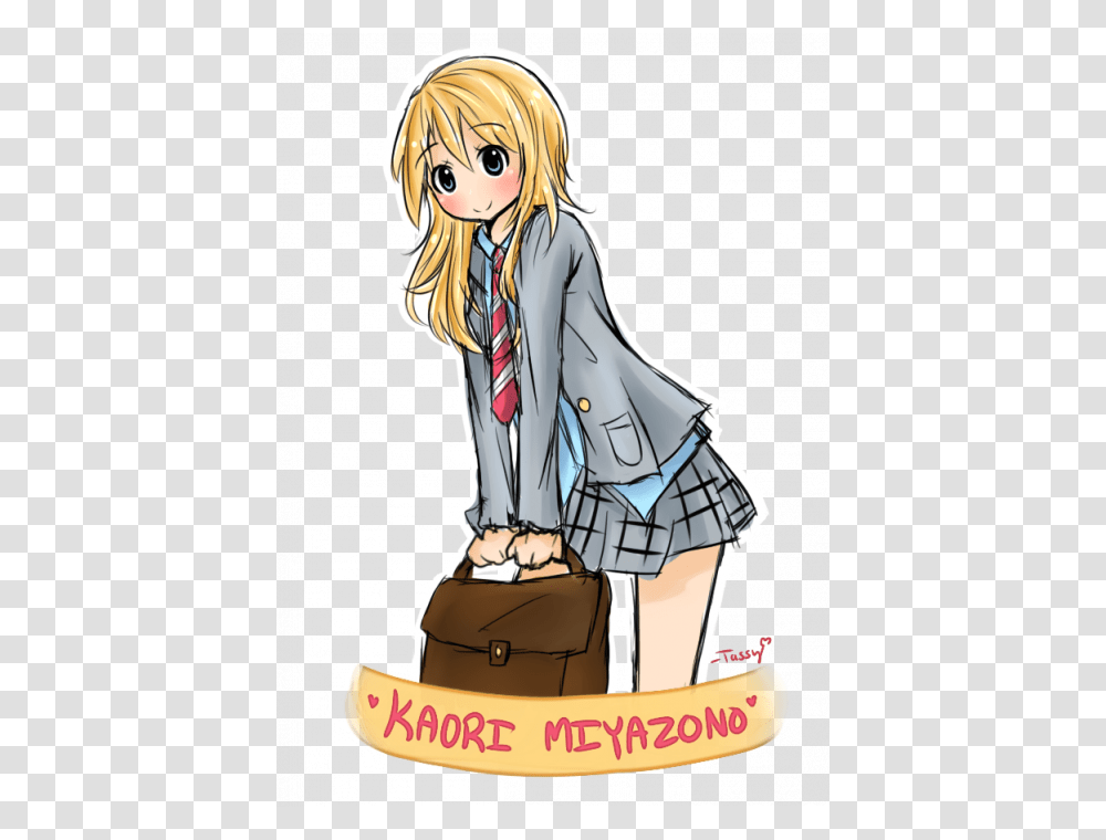 Your Lie In April Kaori Miyazono By Moonstar34 D8sfa7k Your Lie In April Kaori Chibi, Person, Coat, Book Transparent Png