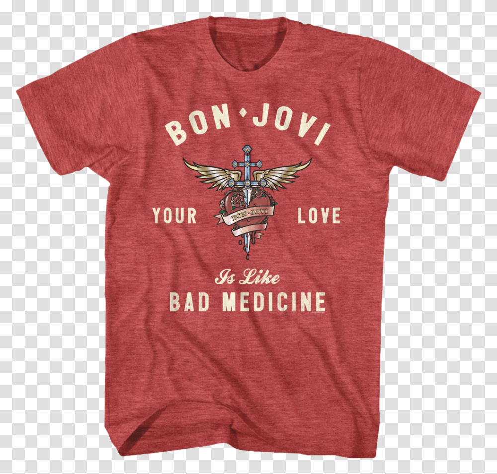 Your Love Is Like Bad Medicine Bon Jovi T Shirt Foo Fighters Winnebago T Shirt, Apparel, T-Shirt, Sunrise Transparent Png