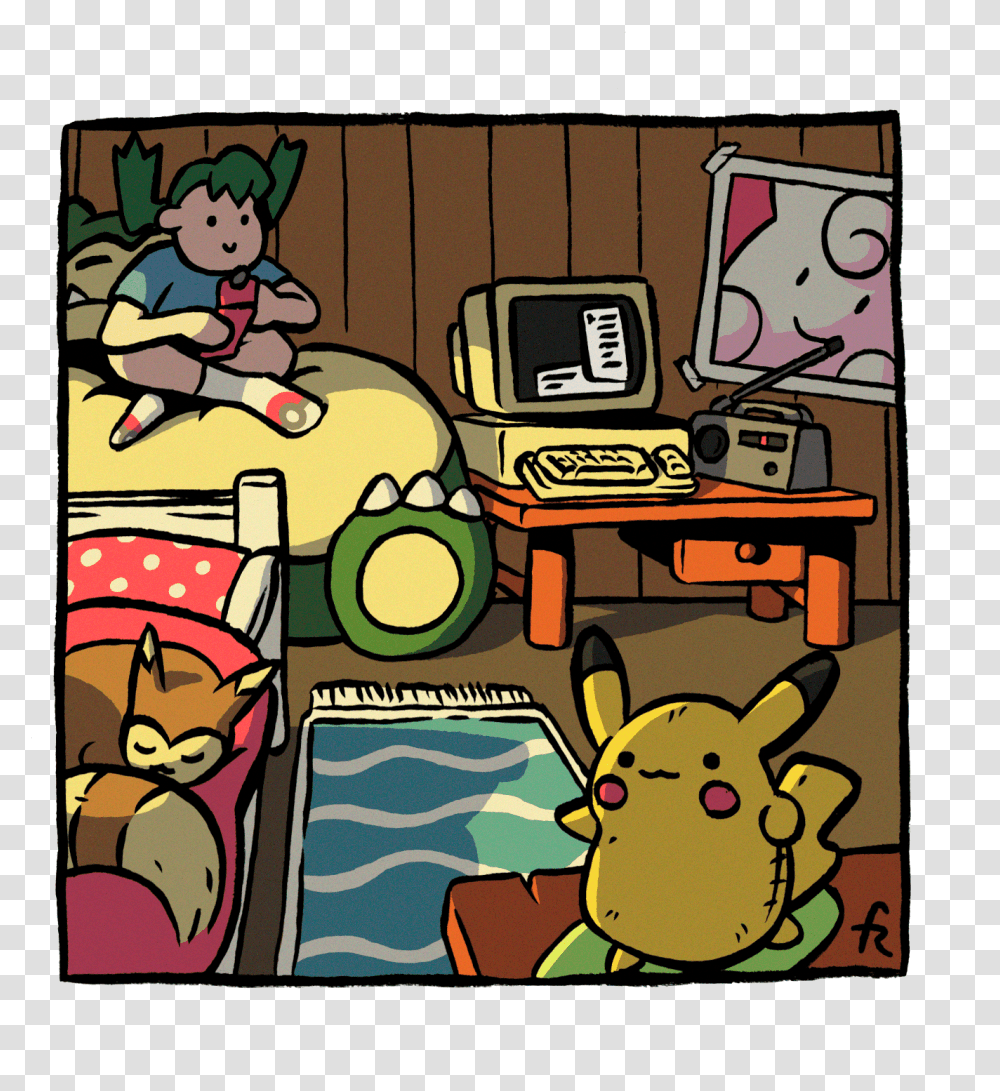 Your Room In Pokemon Gold And Silver Cartoon, Furniture, Comics, Book, Table Transparent Png