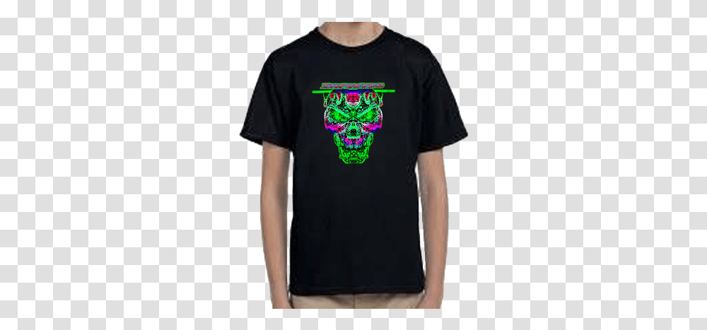 Youth 20trippy 20skull 20tshirt 20mockup Original T Shirt, Apparel, T-Shirt, Person Transparent Png