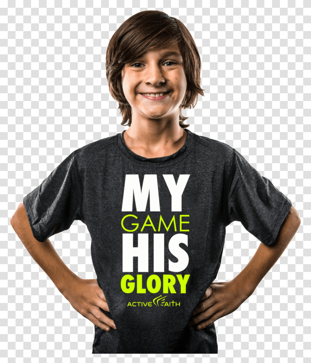 Youth His Glory Performance Shirt My Game His Glory Shirt, Apparel, Person, Human Transparent Png
