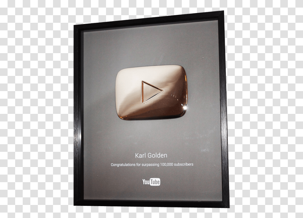 Youtube Award Plaque For Reaching Over Subscribers Youtube Plaque, Cushion, Monitor, Screen, Electronics Transparent Png