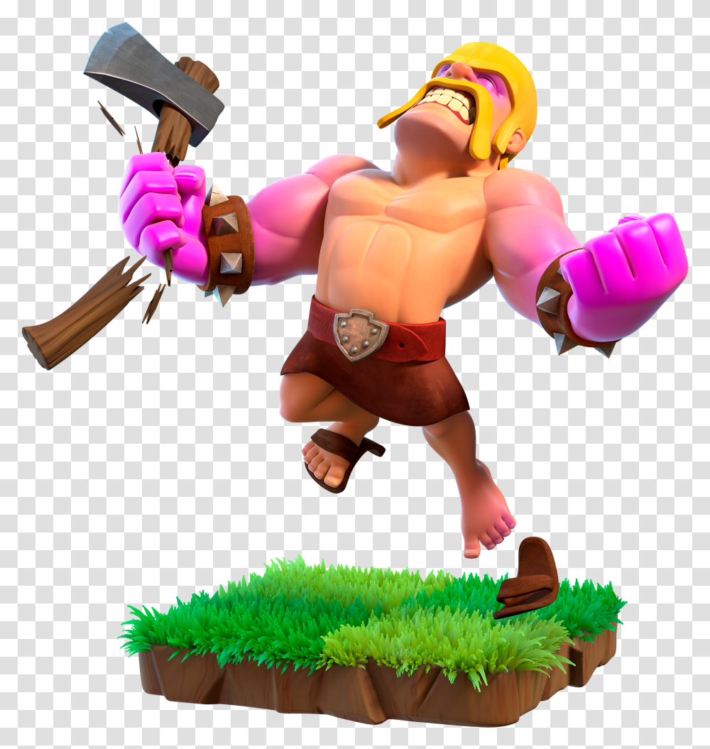 Youtube Clipart Clash Clans Clash Of Clans Raged Barbarian, Person, Human, Tool, Hammer Transparent Png