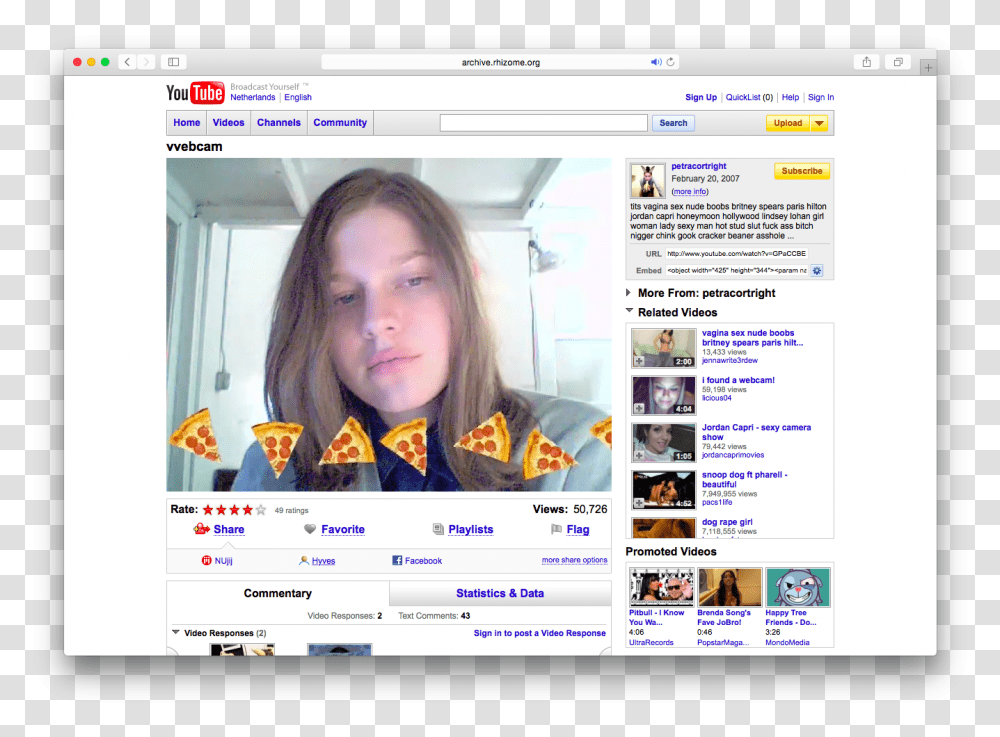 Youtube Face Rachel Greene Net Art, File, Person, Human, Webpage Transparent Png