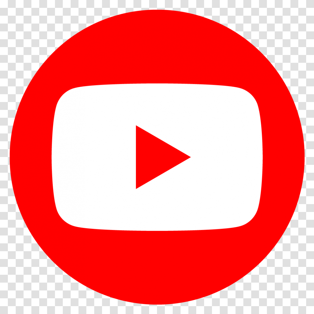 Youtube Red Circle Youtube Logo Round, Symbol, Trademark, Triangle, Label Transparent Png