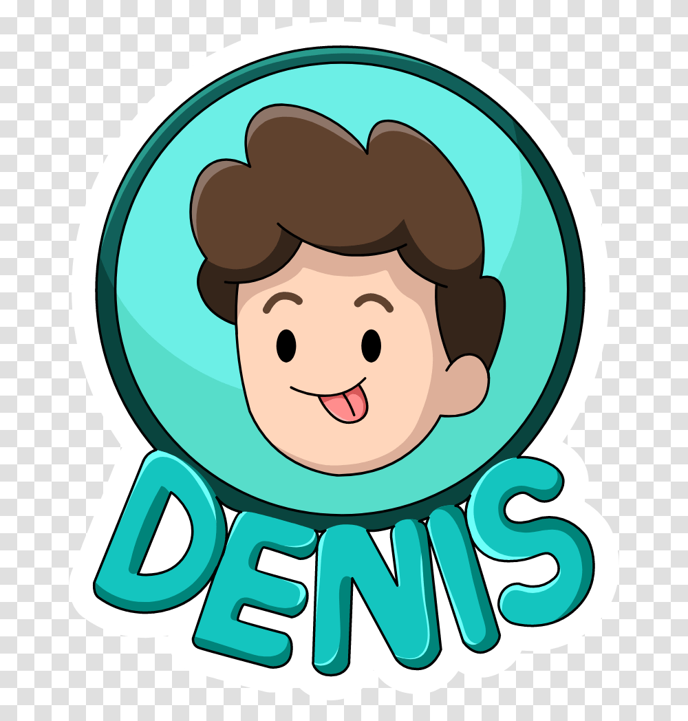 Youtuber Denis Logo Sticker Happy, Rattle, Face, Text, Label Transparent Png