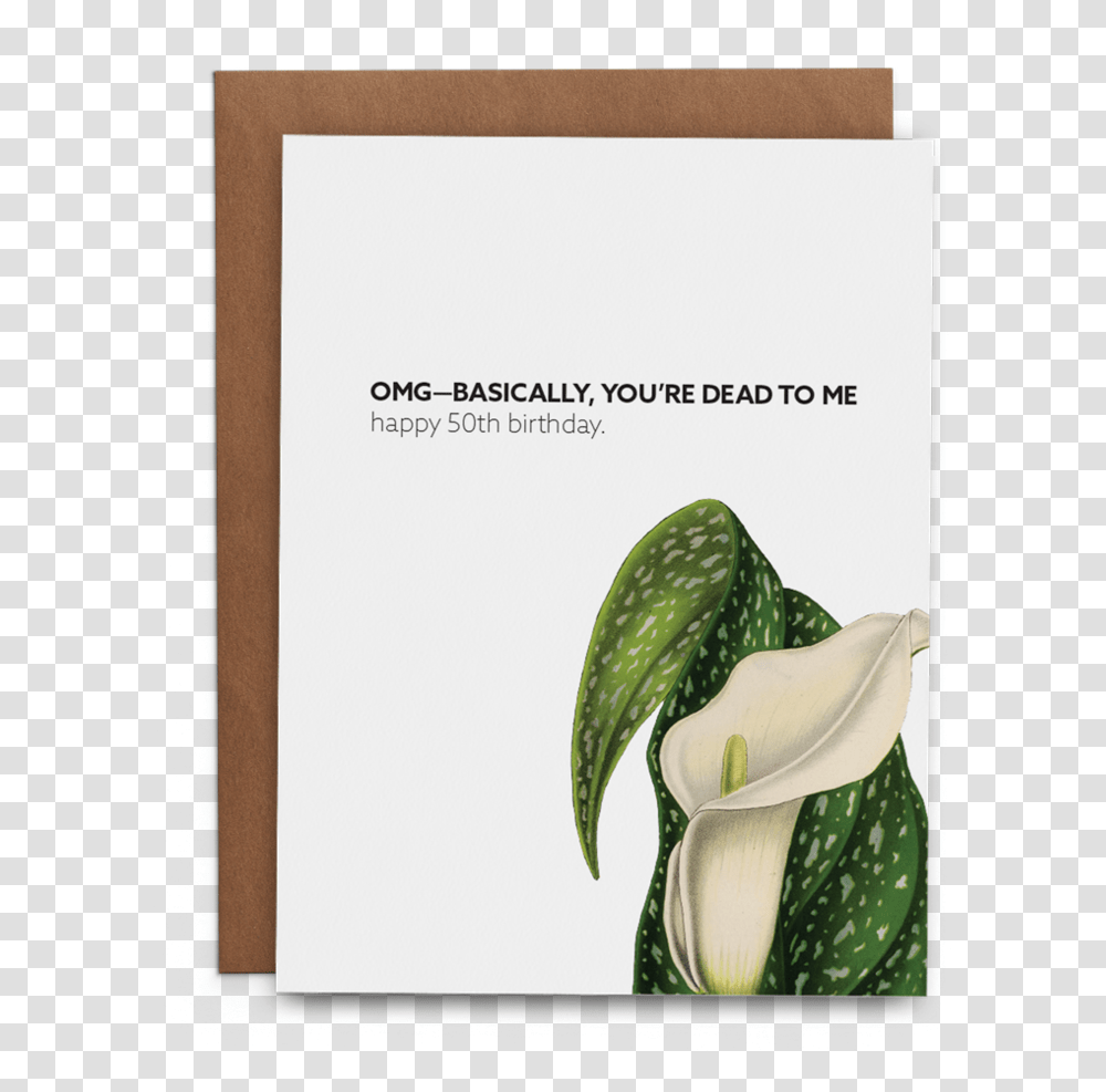 You're Dead To Me Happy 50th Birthday Greeting Card, Plant, Flower, Blossom, Araceae Transparent Png