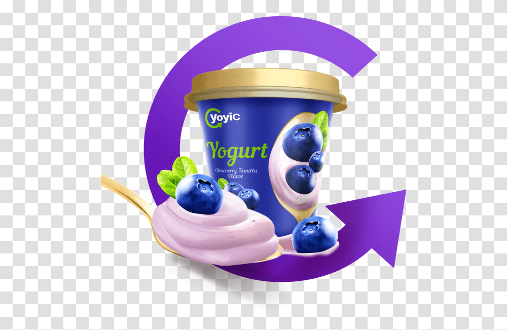 Yoyic Dessert Yogurt Blueberry Vanilla Frutti Di Bosco, Food, Cream, Creme, Fruit Transparent Png