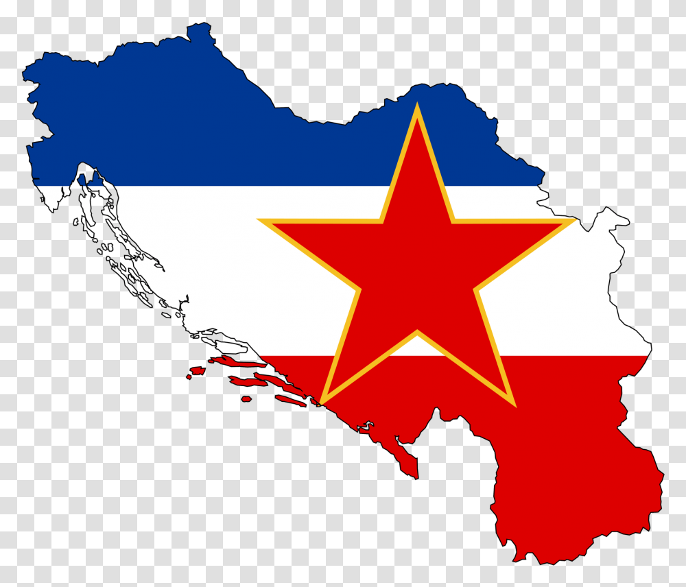 Yugoslavia Map With Flag, Star Symbol, Poster, Advertisement Transparent Png