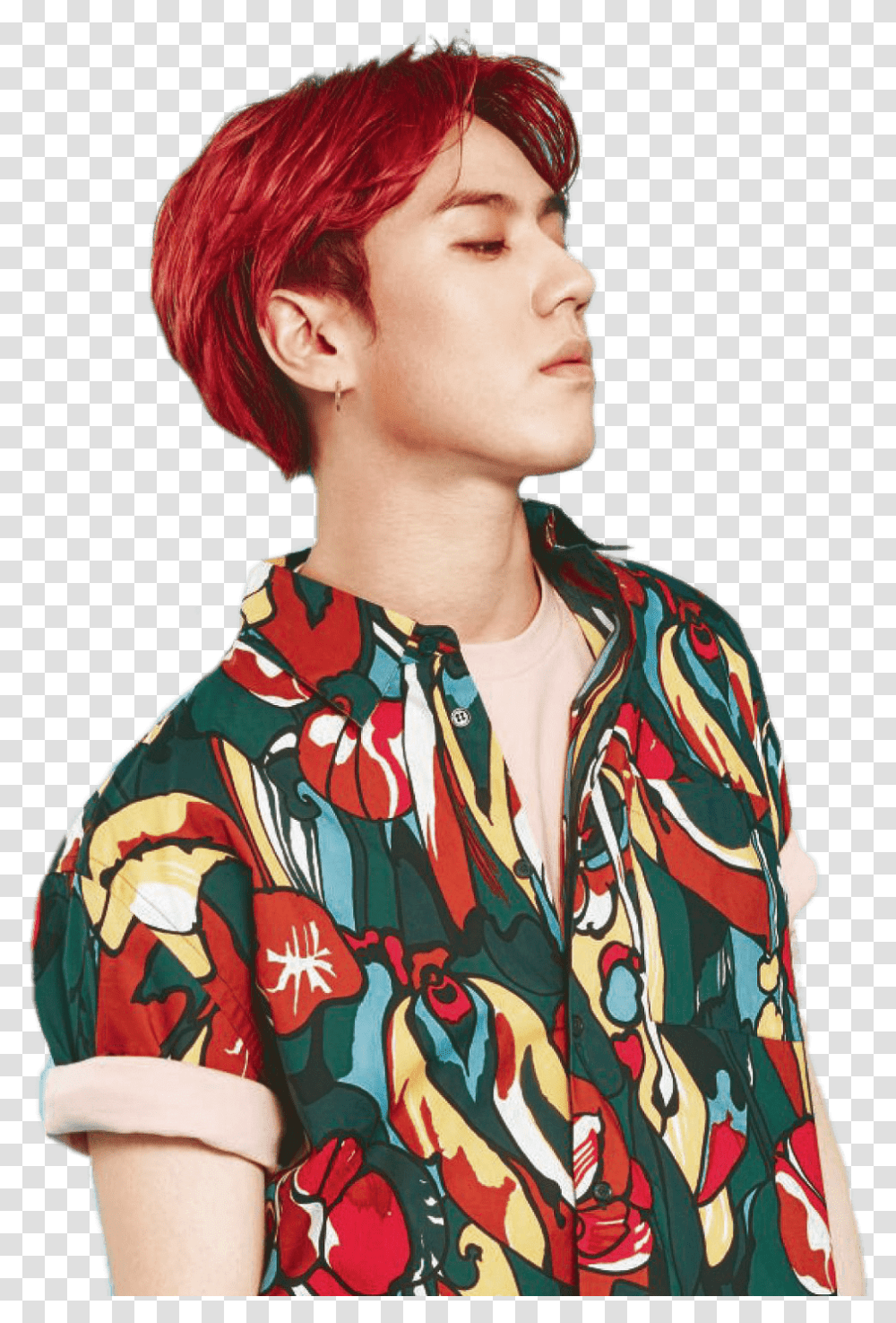 Yugyeom Flower Print Jungkook Yugyeom, Person, Face, Hair Transparent Png