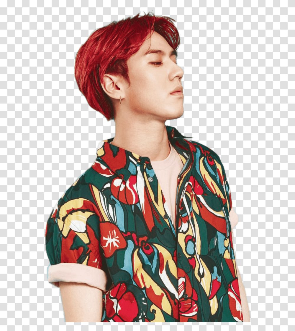 Yugyeom Flower Print Yugyeom, Person, Face, Hair, Haircut Transparent Png