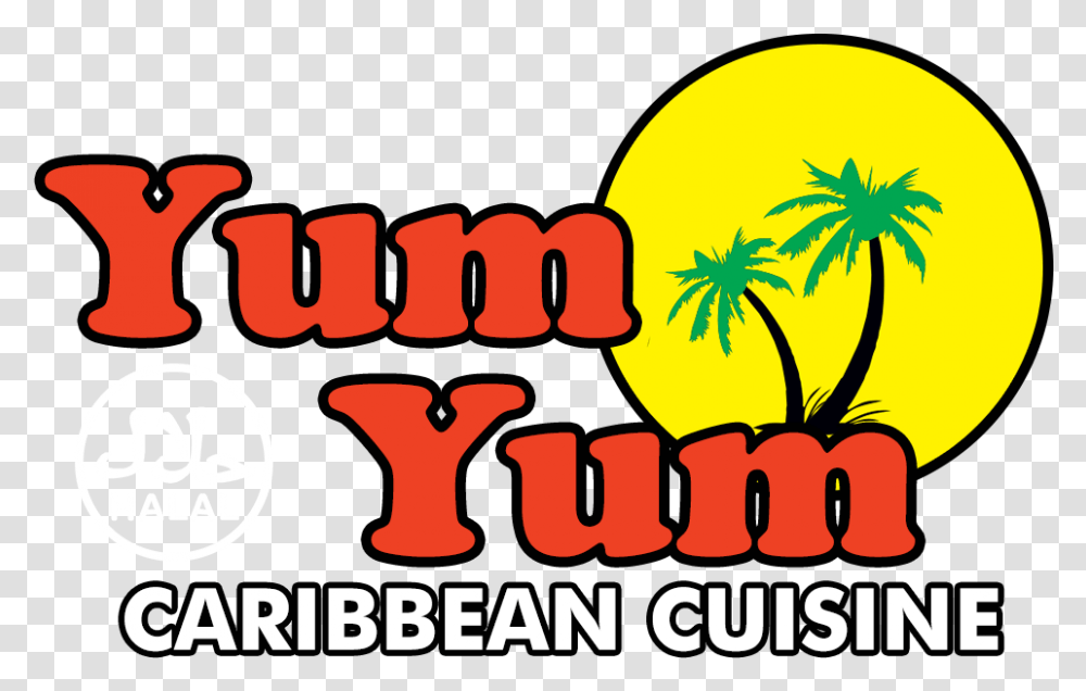 Yum Caribbean Cuisine Clip Art, Text, Plant, Label, Food Transparent Png