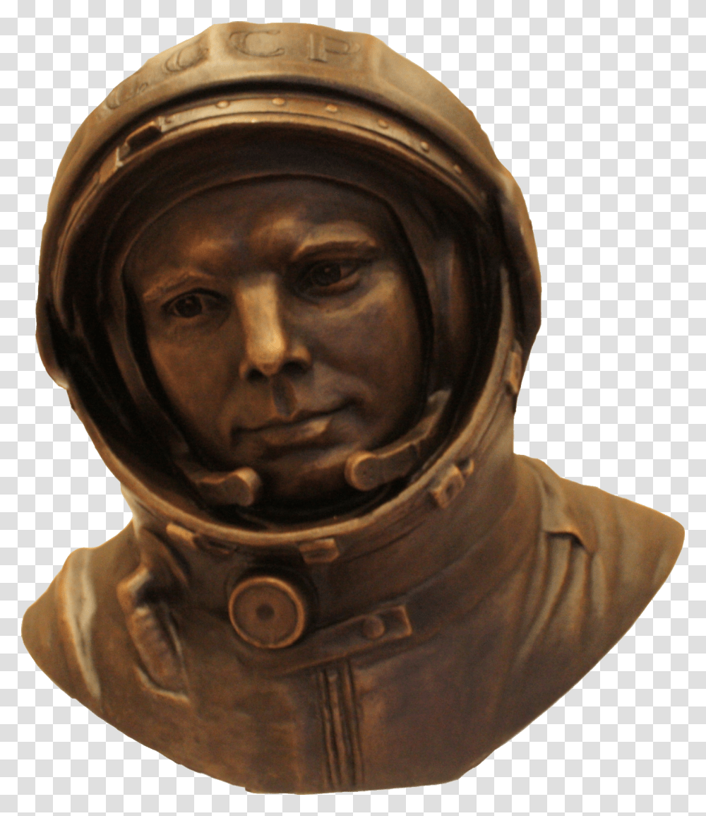 Yuri Gagarin Bronze Sculpture, Astronaut, Person, Human, Helmet Transparent Png