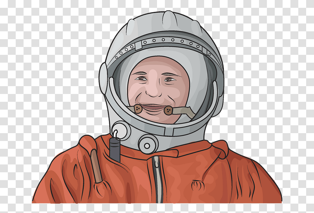 Yuri Gagarin First Human In Space Clipart Free Download Yuri Gagarin Clip Art, Helmet, Clothing, Apparel, Person Transparent Png