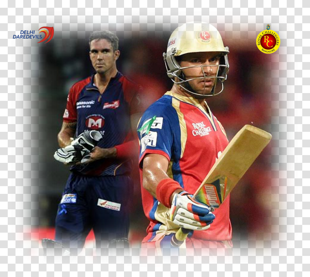 Yuvraj And Pietersen Limited Overs Cricket, Helmet, Person, Sport Transparent Png