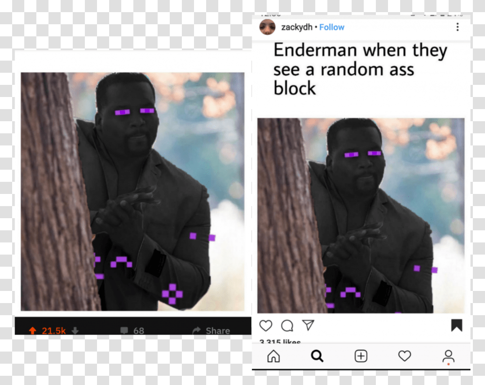 Zackydh Follow Enderman When They See A Random Ass Enderman Sees A Random Block, Person, Word, Face Transparent Png