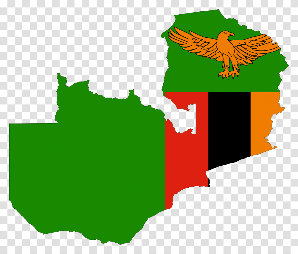 Zambia Flag Map Large Map Zambia Flag In Country, Bird, Animal Transparent Png