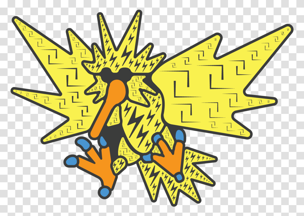 Zapdos Illustration, Text, Pac Man Transparent Png