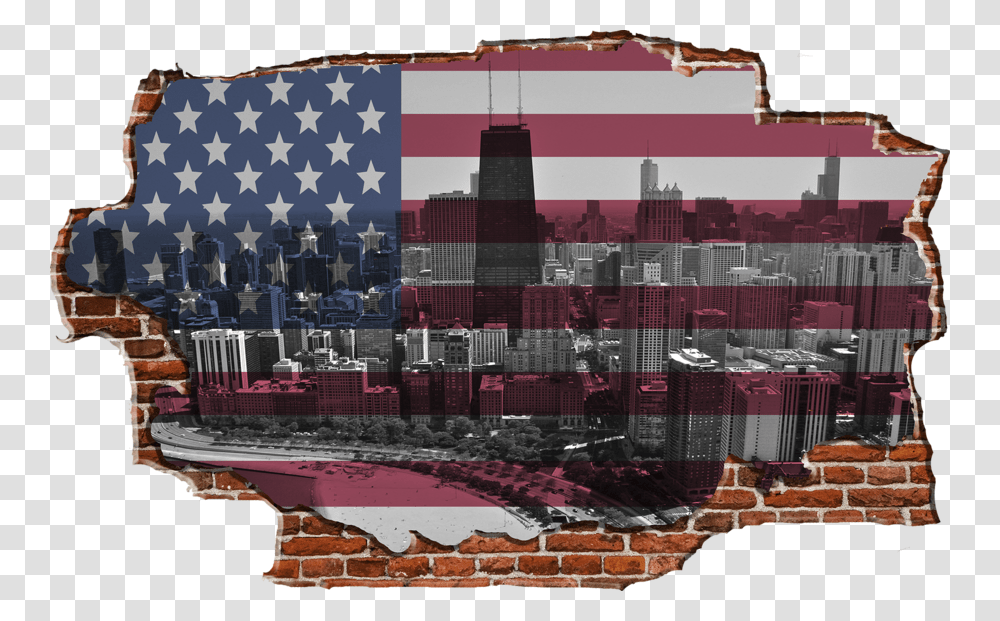 Zapwalls Decals Breaking American Overlay Chicago American Flag City Chicago, Transportation Transparent Png