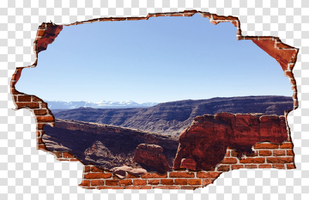 Zapwalls Decals Canyon Perspective Looking At Mountains Breaking Wall, Nature, Outdoors, Mesa, Cliff Transparent Png