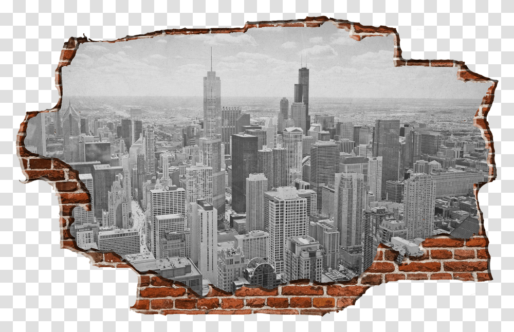 Zapwalls Decals Chicago Skyline BrickClass, Landscape, Outdoors, Nature, Scenery Transparent Png