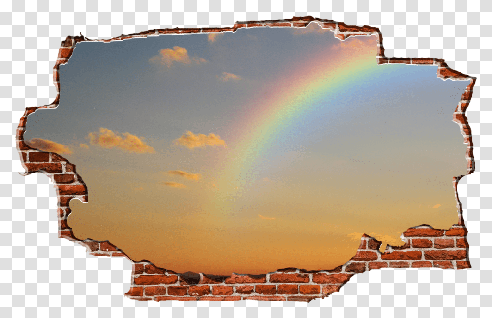 Zapwalls Decals Rainbow Sunset Sky Breaking Wall Nature Break Wall, Outdoors, Panoramic, Landscape, Scenery Transparent Png