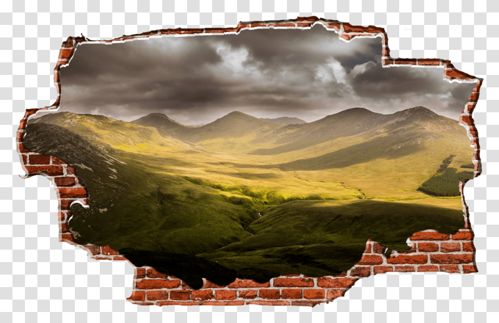 Zapwalls Decals Stormy Hillside Clouds Breaking Wall Psalm 86 Verse, Landscape, Outdoors, Nature, Scenery Transparent Png