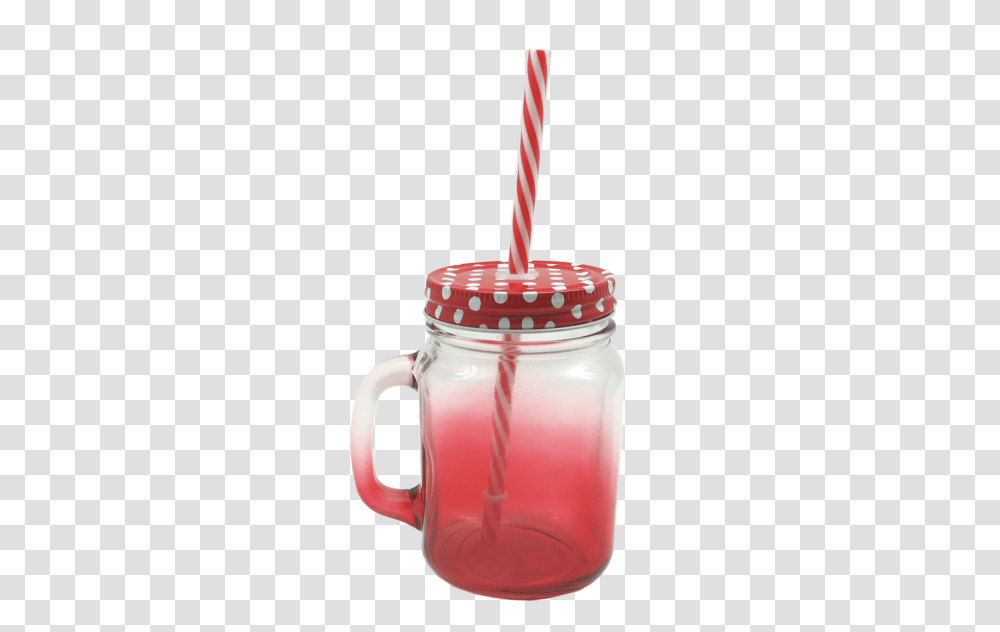 Zb Mason Jar In Red Gradient Drinking Straw, Beverage, Wedding Cake, Dessert, Food Transparent Png