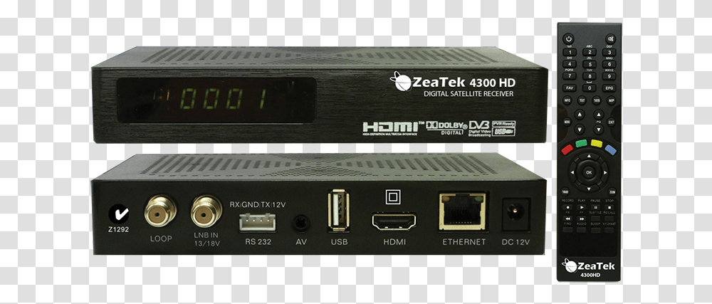 Zeatek 4300hd Mpeg 24 Satellite Receiver Hdmi, Remote Control, Electronics, Hardware, Hub Transparent Png