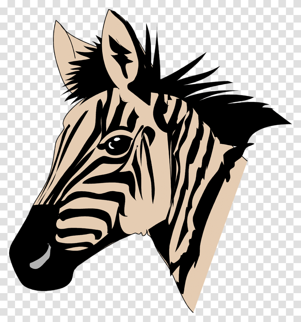 Zebra Head Face Of Zebra To Color, Wildlife, Mammal, Animal, Stencil Transparent Png