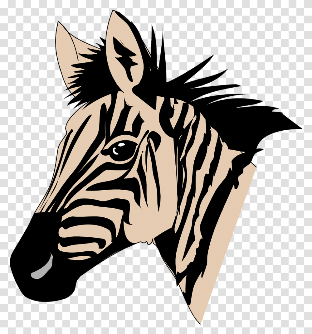 Zebra Head Image Easy Cartoon Zebra Head, Wildlife, Mammal, Animal, Stencil Transparent Png