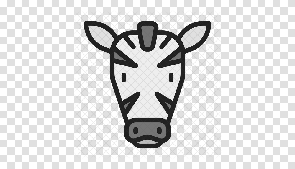 Zebra Icon Of Colored Outline Style Cartoon, Mammal, Animal, Label, Grille Transparent Png