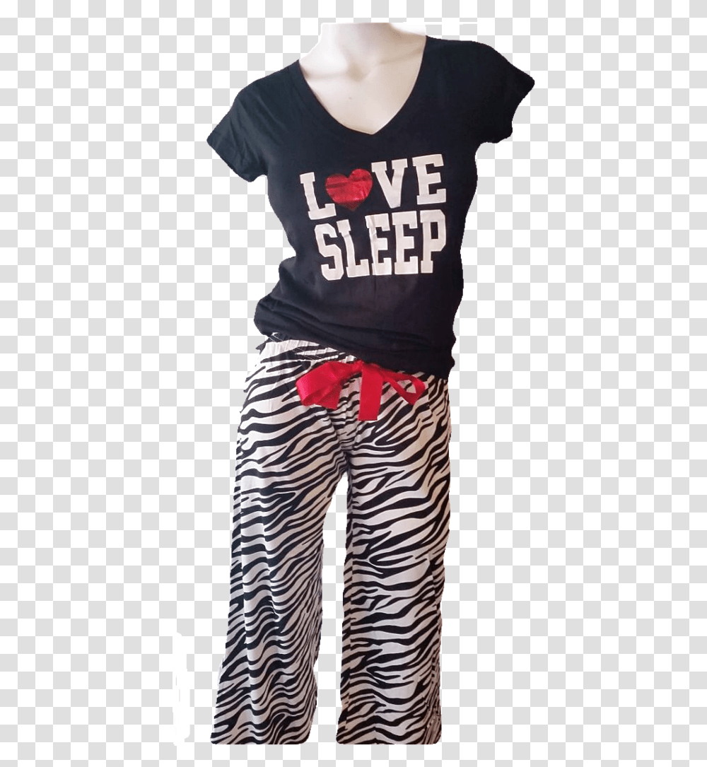 Zebra Print Pj Set, Shorts, Apparel, Person Transparent Png