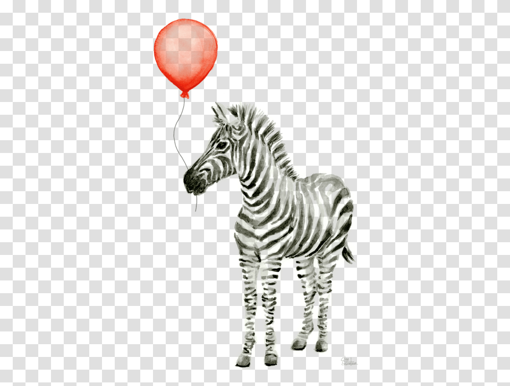 Zebra With Red Balloon Whimsical Baby Animals Spiral Notebook Baby Watercolor Zebra, Wildlife, Mammal, Teeth, Mouth Transparent Png