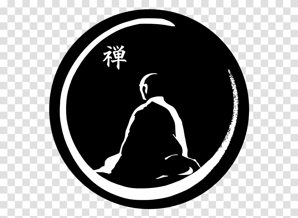 Zen Buddha Logo Karate Black Belt Logo, Person, Human, Stencil, Silhouette Transparent Png