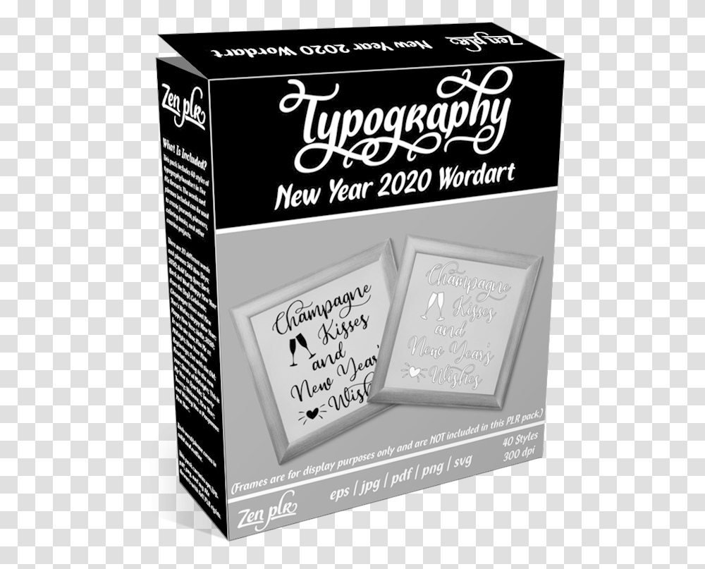 Zen Plr Typography New Year 2020 Wordart Product Cover Box, Handwriting, Calligraphy, Label Transparent Png