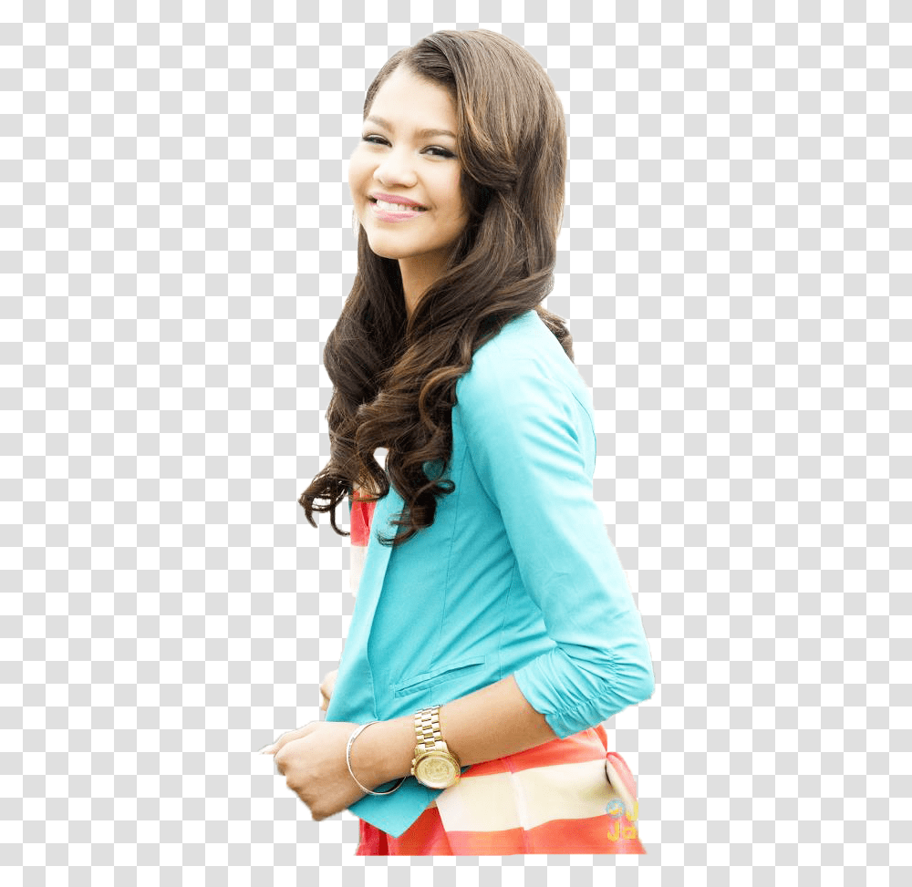 Zendaya Photoshoot Smile, Person, Wristwatch, Sleeve Transparent Png