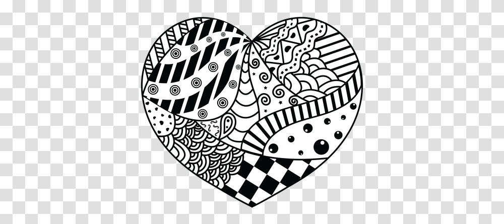 Zentangle Heart Clipart Vector Black And White Stock Designs In A Heart, Doodle, Drawing, Rug, Pattern Transparent Png