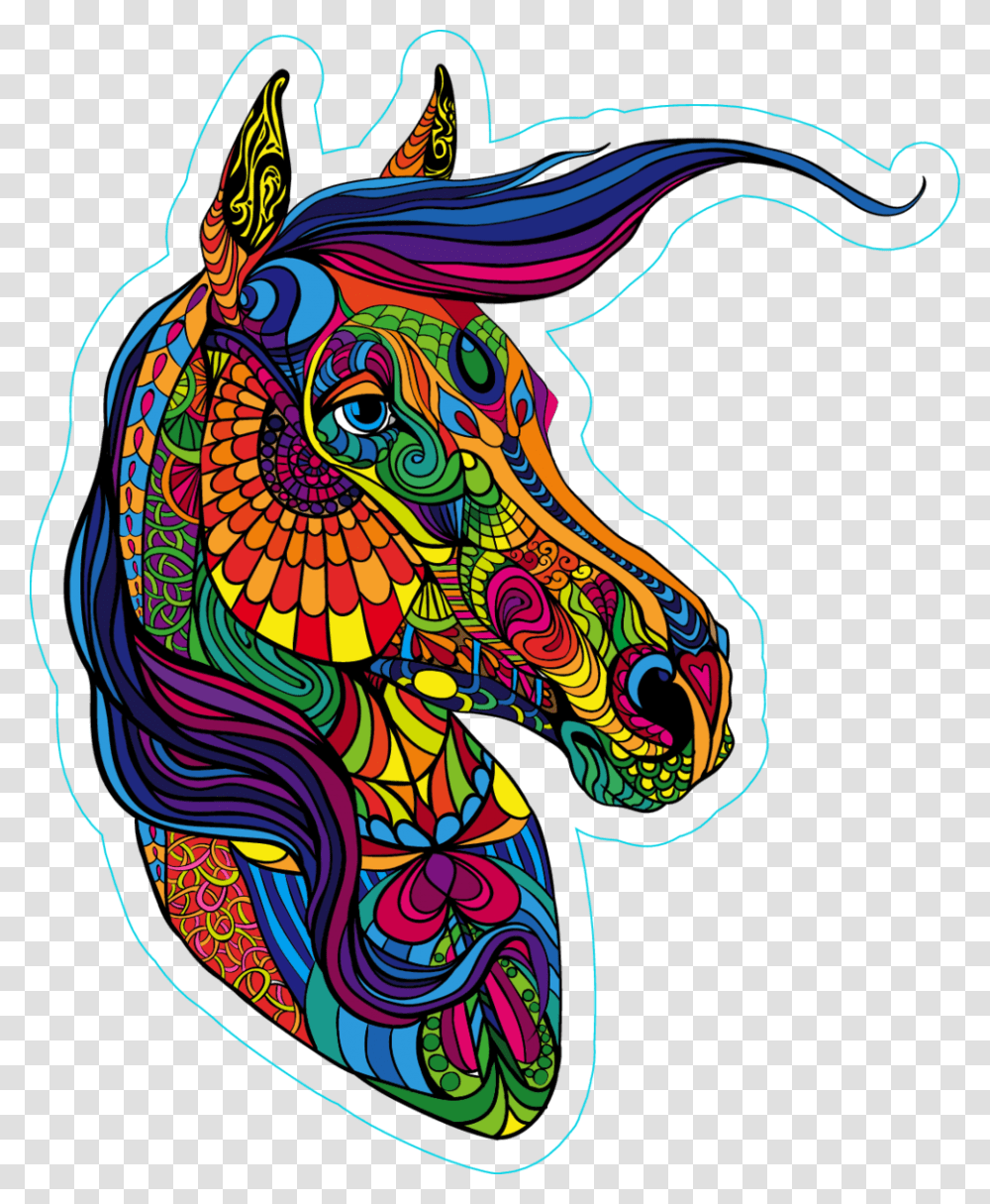 Zentangle Horse Head Sticker Illustration, Pattern, Ornament, Fractal Transparent Png