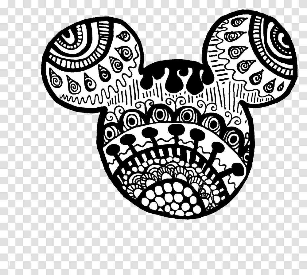 Zentangle Mickey Mouse Zentangle, Lace, Pattern, Doodle Transparent Png