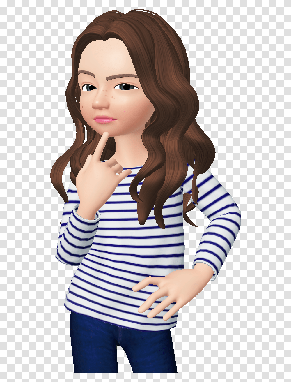 Zepeto Thinking Girl Freetoedit Girl, Doll, Toy, Person, Face Transparent Png