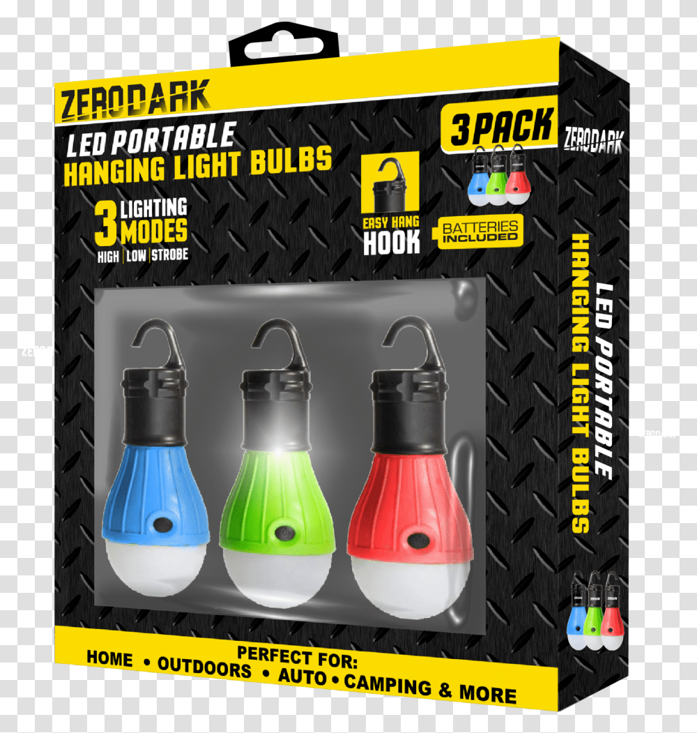 Zerodark Led Portable Hanging Light Bulbs Bc 3 Pack Incandescent Light Bulb, Flyer, Poster, Paper, Advertisement Transparent Png