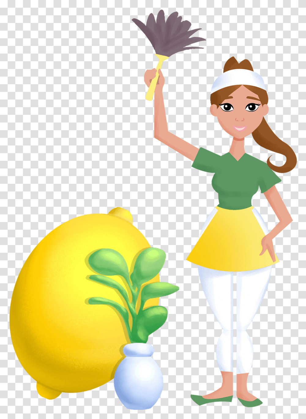 Zesty Maids Ana With Lemon And Plant, Person, Elf, Green Transparent Png