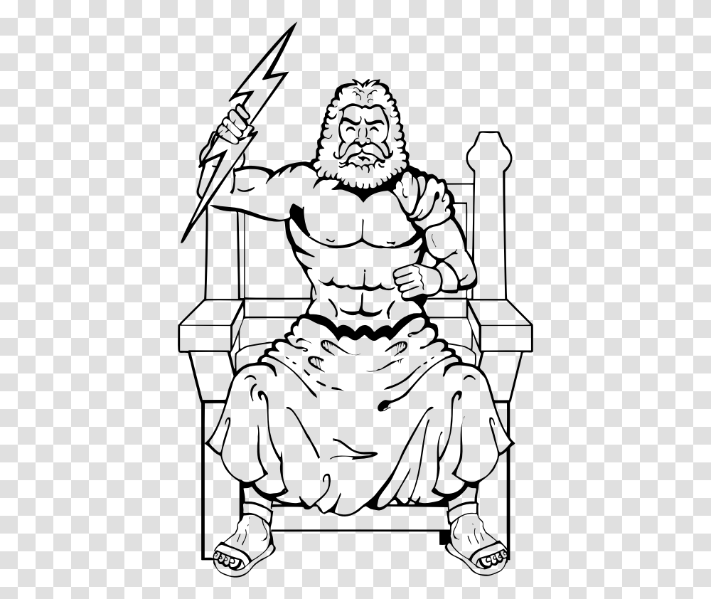 Zeus By Overjupiter Line Art Cronus Greek Mythology Clipart, Gray, World Of Warcraft Transparent Png