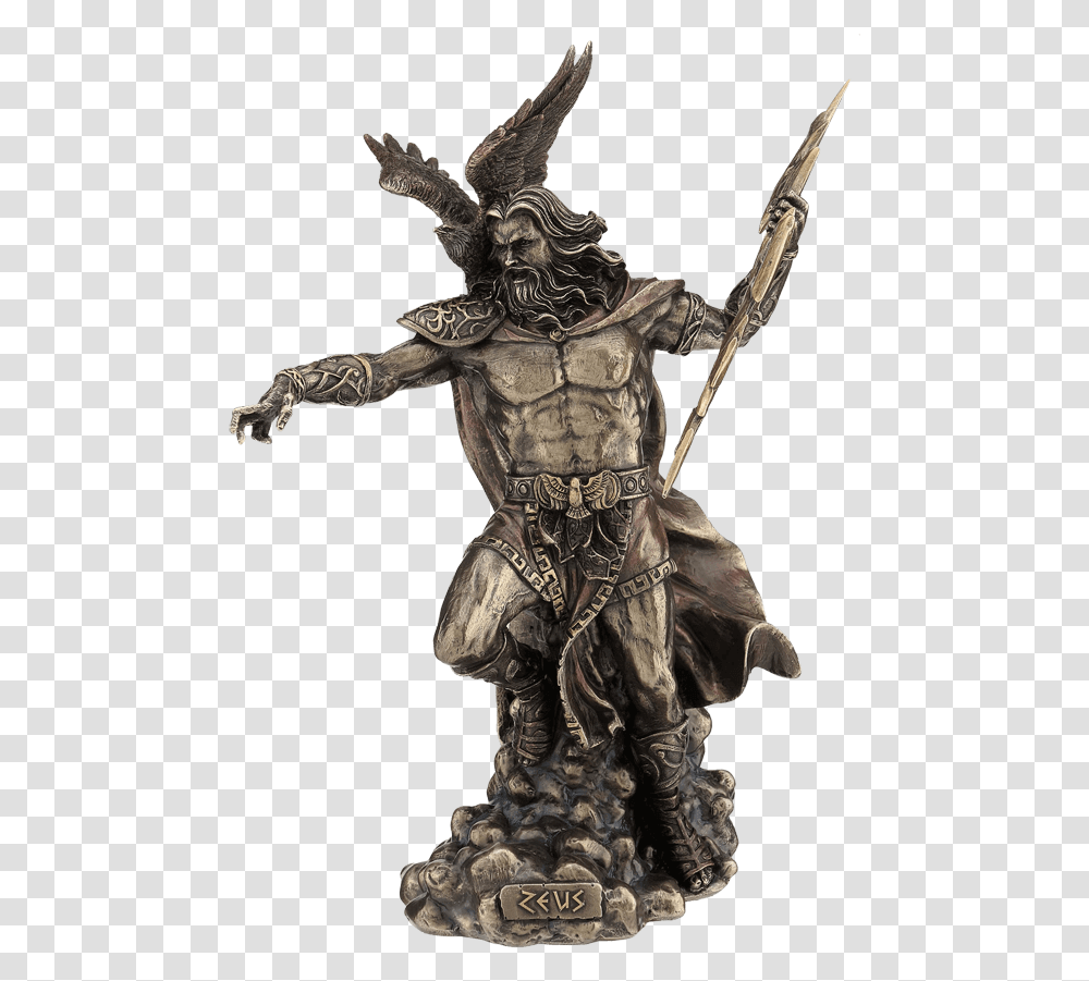 Zeus With Thunderbolt And Eagle Zeus Statue, Person, Human, Bronze, Sculpture Transparent Png